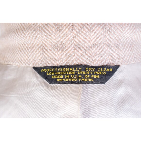 Hart Schaffner Marx Sports Coat Jacket 2-Buttn Wool Beige Blazer 44L Herringbone - Picture 12 of 13
